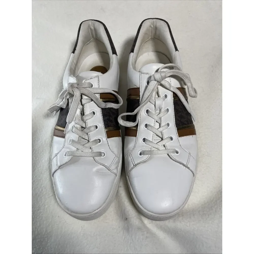 Michael Kors Poppy Stripe Lace Up Shoes Brown/White Size 10M Men’s- EUC!!